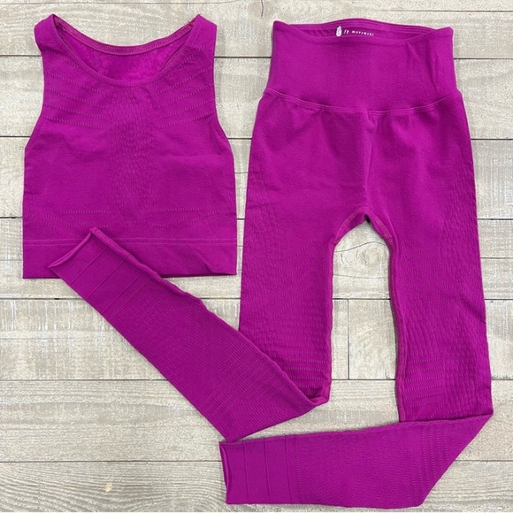 FREE PEOPLE | NWOT Self Hem Ecology Legging and Crop Set in Magenta * - Picture 2 of 2